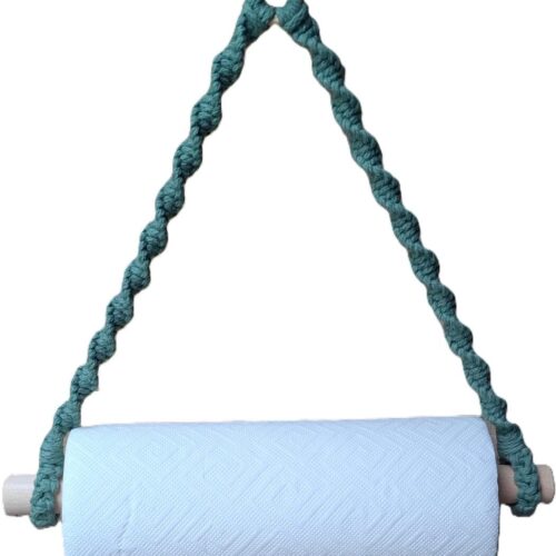 Knotenliebe Makramee Küchenrollen-Halterung, Jadegrün