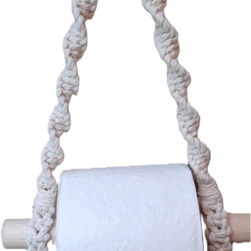 Knotenliebe Makramee Toilettenrollen-Halterung, Natur