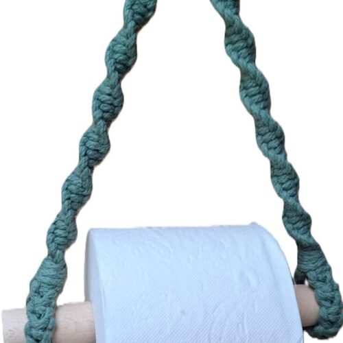 Knotenliebe Makramee Toilettenrollen-Halterung, Jadegrün