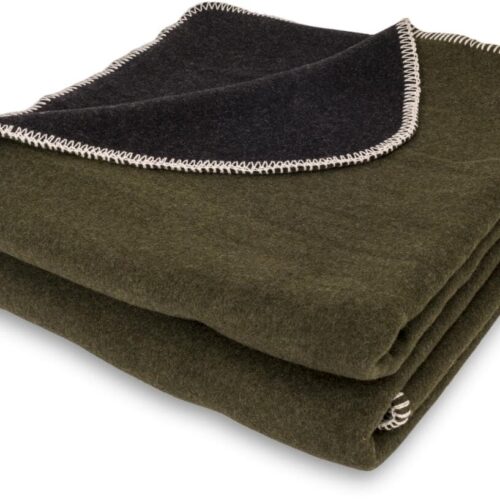 Petromax Wolldecke, 150x200cm, moosgrün/schwarz