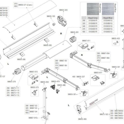 Stützfuß rechts - Fiamma Ersatzteil Nr. 98667-03A, passend für F65 320/340