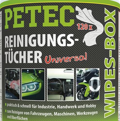 Petec Reinigungstüchter Wipes-Box, 120 Tücher