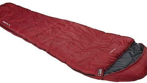 High Peak TR 300 Mumienschlafsack, Zipper rechts, 230x85cm, dunkelrot-grau