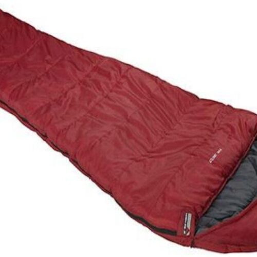 High Peak TR 350 Mumienschlafsack, Zipper links, 230x85cm, dunkelrot-grau