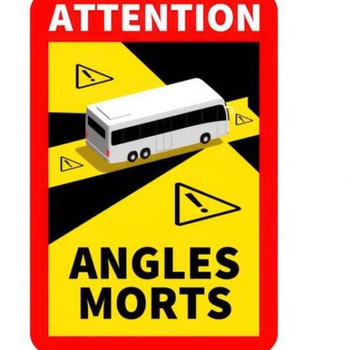 Menbaa Attention Angles Morts Warnschild, Bus, selbstkleben 3er-Set