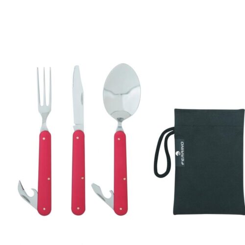Ferrino Besteckset, Edelstahl, rot