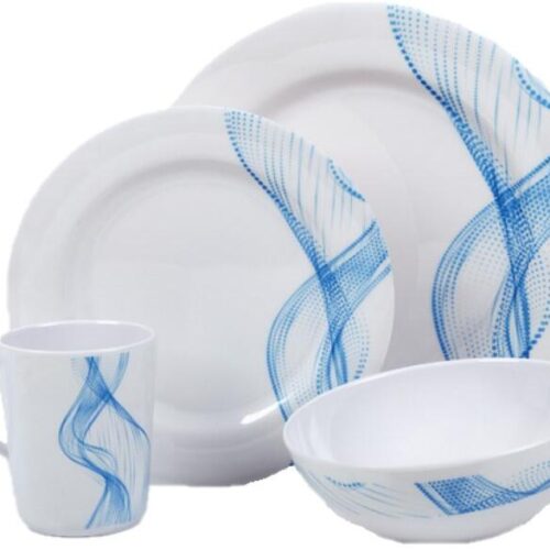 Camp4 Cabrera Geschirrset, 16-teilig, blau/weiß