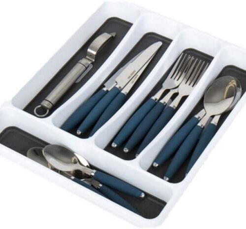 Camp4 Besteckkasten, 5 Fächer, weiß/grau