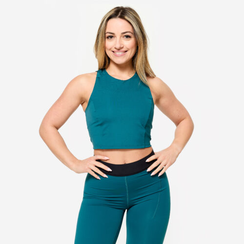 Crop Top Damen enganliegend - blaugrün