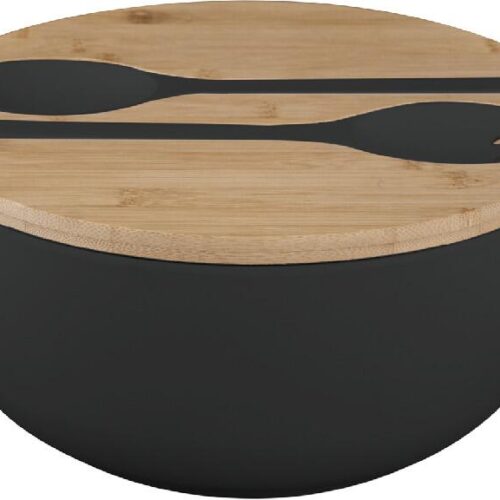 Brunner Greenkick Salatschüssel mit Besteck, Ø25cm, schwarz