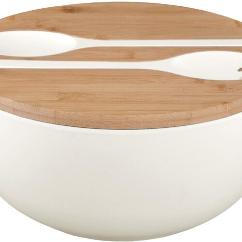 Brunner Greenkick Salatschüssel mit Besteck, Ø25cm, creme