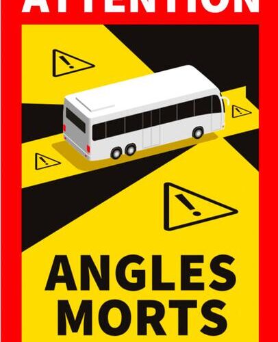 Menbaa Attention Angles Morts Warnschild, Bus, magnetisch