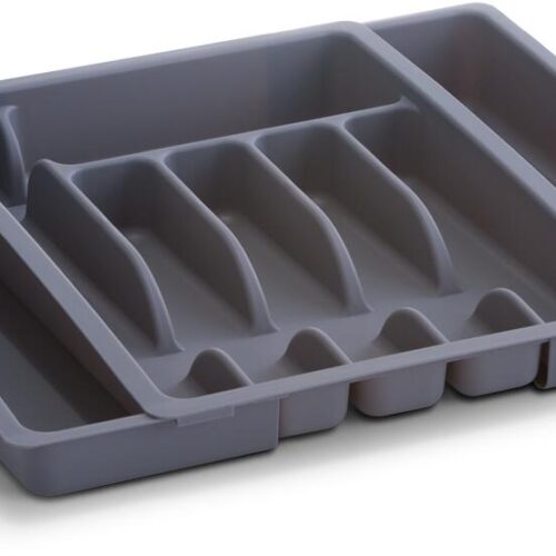 Zeller Besteckkasten, ausziehbar, grau