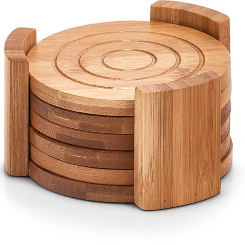 Zeller Glasuntersetzer-Set, 7-teilig, Bambus