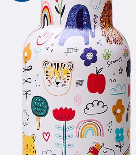 Bioloco Sky Kinder-Thermosflasche, 350ml, Doodles