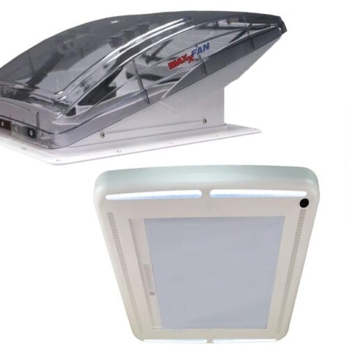 Maxxair Set, bestehend aus Dachhaube, Verdunkelungsrollo mit LED und Dekaseal 8936 hellgrau