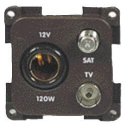 Inprojal System 10.000 Kombisteckdose, 12V/TV/SAT, braun