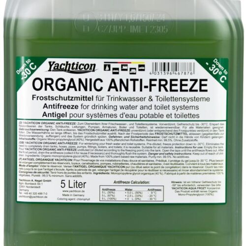 Yachticoon Organic Anti-Freeze Frostschutzmittel für Trinkwasser- und Toilettensysteme 5 Liter