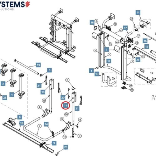 Haltestruktur rechts - BR-Systems Ersatz-Teil Nr. 5001836 - für Bike-Lift