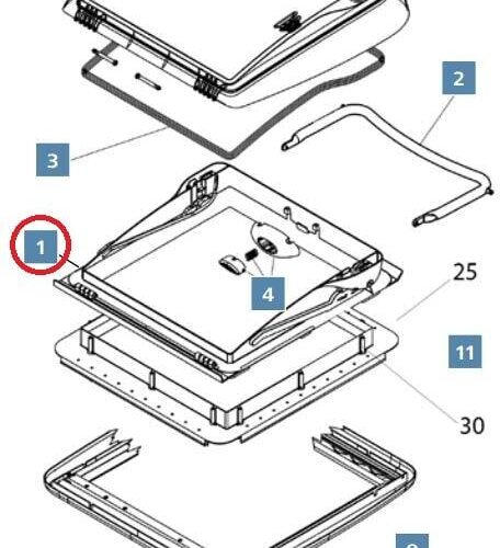 Außenrahmen - Dometic Ersatzteil Nr. 4460004064 - für Mini Heki FL - cremeweiß