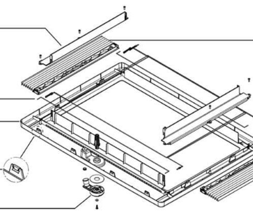 Innenrahmen komplett - Dometic Ersatzteil Nr. 4460004048 - für Midi Heki FL - Bügel - cremeweiß