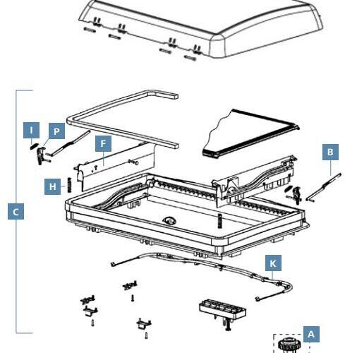 Außenrahmen kpl. mit Zwangsbelüftung - Dometic Ersatzteil Nr. 4460000339 - für Midi Heki FL Kurbel