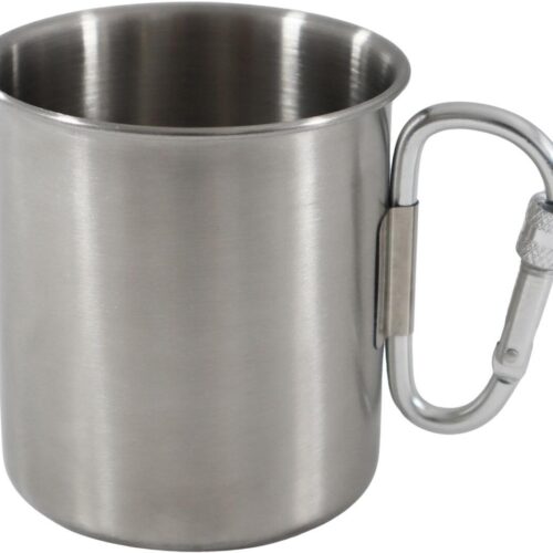 BasicNature Edelstahlbecher mit Karabiner, 0,3L, silber