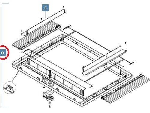 Innenrahmen komplett - Dometic Ersatzteil Nr. 4460004051 - für Midi Heki FL - Kurbel - cremeweiß