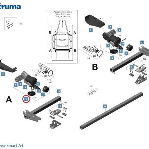 Motor/Getriebe A 6,5 m - Truma Ersatzteil Nr. 60040-00403 - für Mover smart A4