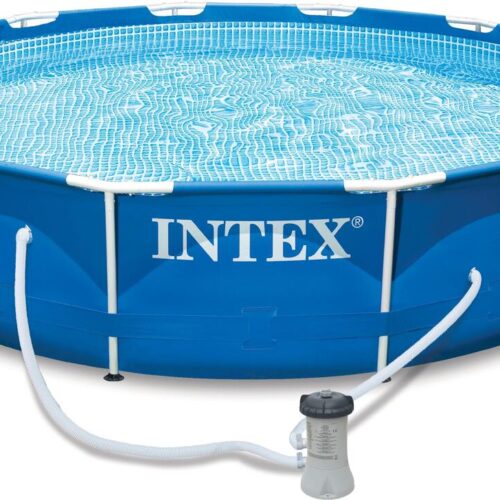 Intex Metal Frame Pool, rund, blau, 366x76cm, inkl. Filterpumpe 12V