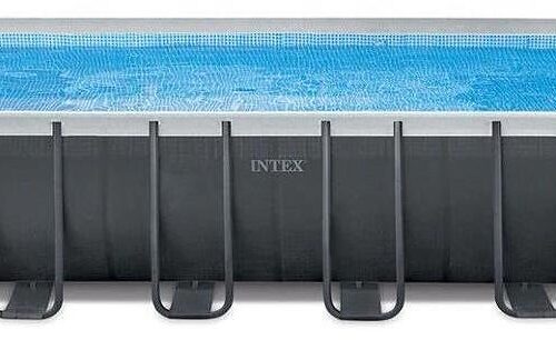 Intex Ultra XTR Frame Pool Komplett Set, eckig, inkl. Sandfilterpumpe, anthrazit, 732x366x132cm