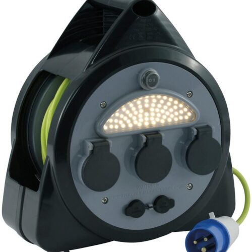 Outwell Mensa 3-Wege-Netzkabeltrommel mit USB/Lampe, schwarz