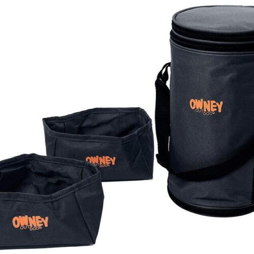 Owney Tour Hundfutter-Tasche, mit 2 Faltnäpfen, anthrazit