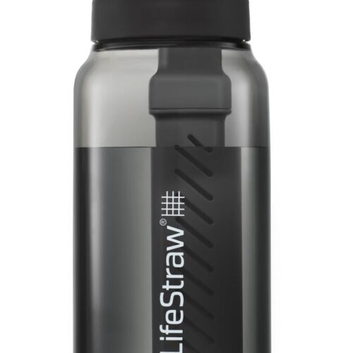 LifeStraw Go Wasserflasche aus recyceltem Kunststoff mit Filter, 1L, schwarz