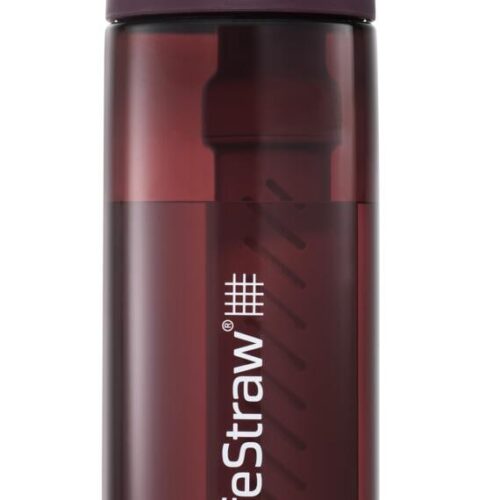 LifeStraw Go Wasserflasche aus recyceltem Kunststoff mit Filter, 0,65L, weinrot