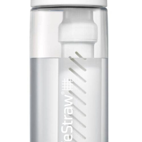 LifeStraw Go Wasserflasche aus recyceltem Kunststoff mit Filter, 0,65L, weiß