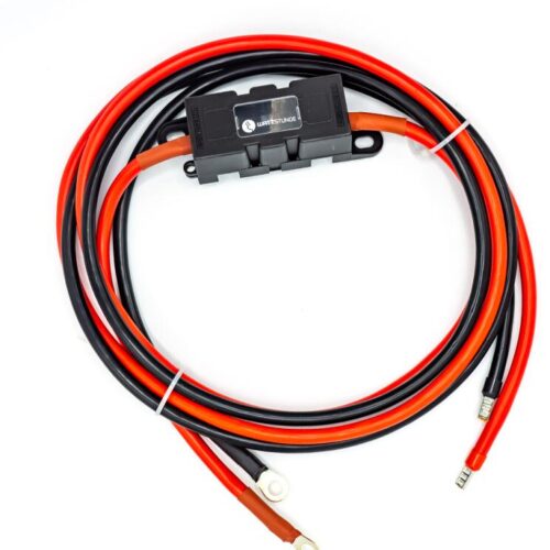 WATTSTUNDE Sicherungskabel für M8/Aderendhülse mit Sicherungshalter, 2x16mm², 2m, rot/schwarz