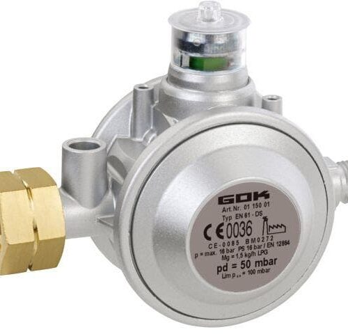GOK Niederdruckregler EN61-DS (Komb.A x G1/4LH-KN), 1,5kg/h, 50mbar, gerade