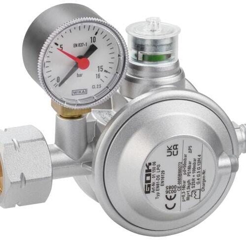 GOK Gasregler EN61-DS (Komb.A x G1/4LH-KN UEDS Man.), 1,5kg/h, 50mbar