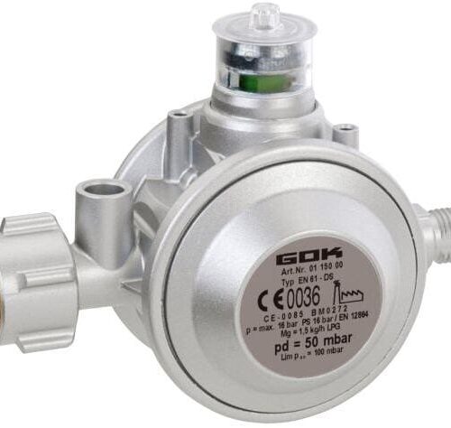 GOK Niederdruckregler EN61-DS (KLF x G 1/4 LH-KN), 1,5kg/h, 29mbar, ohne Manometer, gerade