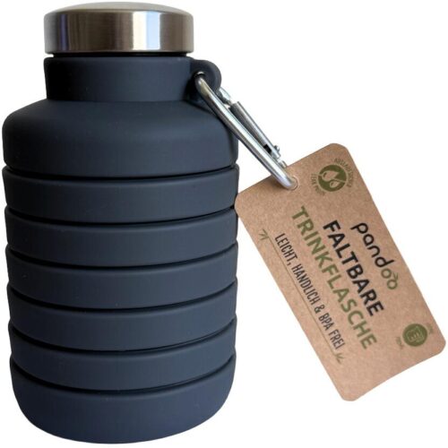 Pandoo Silikon-Trinkflasche, faltbar, 700ml, anthrazit