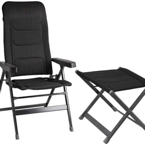 Brunner Rebel Pro Campingstuhl, Größe L, schwarz inkl. Beinauflage - Camping Wagner Edition
