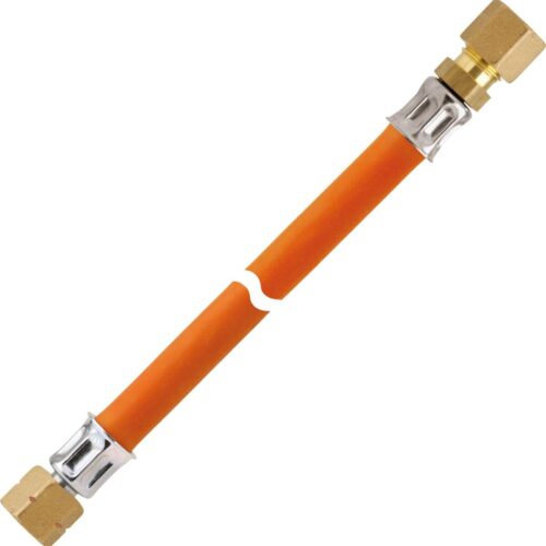 GOK Schlauchleitung Gas PS10bar, G1/4LH ÜM x RVS8, 800mm, MS, orange
