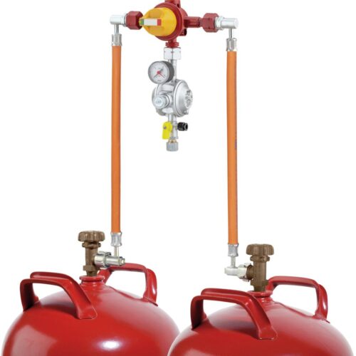 GOK 2-Flaschenanlage, mit automatischem Umschaltventil Typ AUV, 1,5kg/h, 50mbar, PS 16bar, KLF x RVS10