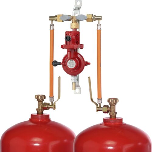GOK 2-Flaschenanlage, Doppel-Absperrblock, 4kg/h, 50mbar, PS 16bar, GF DAV OPSO PRV
