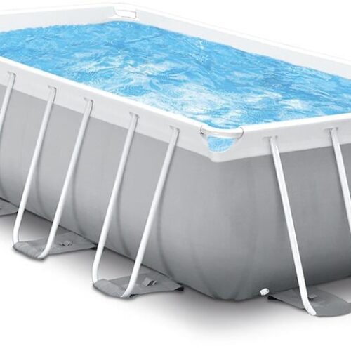 Intex Prism Frame Pool Set, rechteckig, hellgrau, inkl. Filterpumpe, 400x200x100cm
