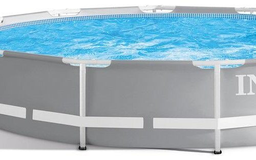 Intex Prism Frame Pool Komplett-Set, rund, inkl. Filterpumpe, hellgrau, 610x132cm