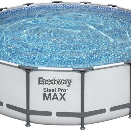 Bestway Steel Pro Max Pool Komplett-Set, rund, inkl. Filterpumpe, lichtgrau, 488x122cm