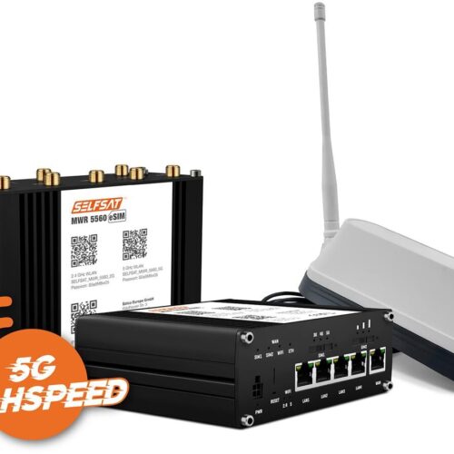 SELFSAT MWR 5560 eSIM LTE-/WLAN Router, inkl. SELFSAT SHARK 5G Antenne weiß