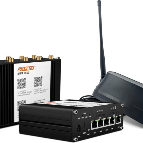 SELFSAT MWR 6550 5G Cat 20 WiFi 6 WLAN Router, bis 3,4 Gbps, inkl. SHARK 5G Antenne, schwarz